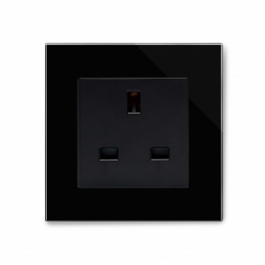 Crystal PG Single 13A UK Unswitched Socket Black